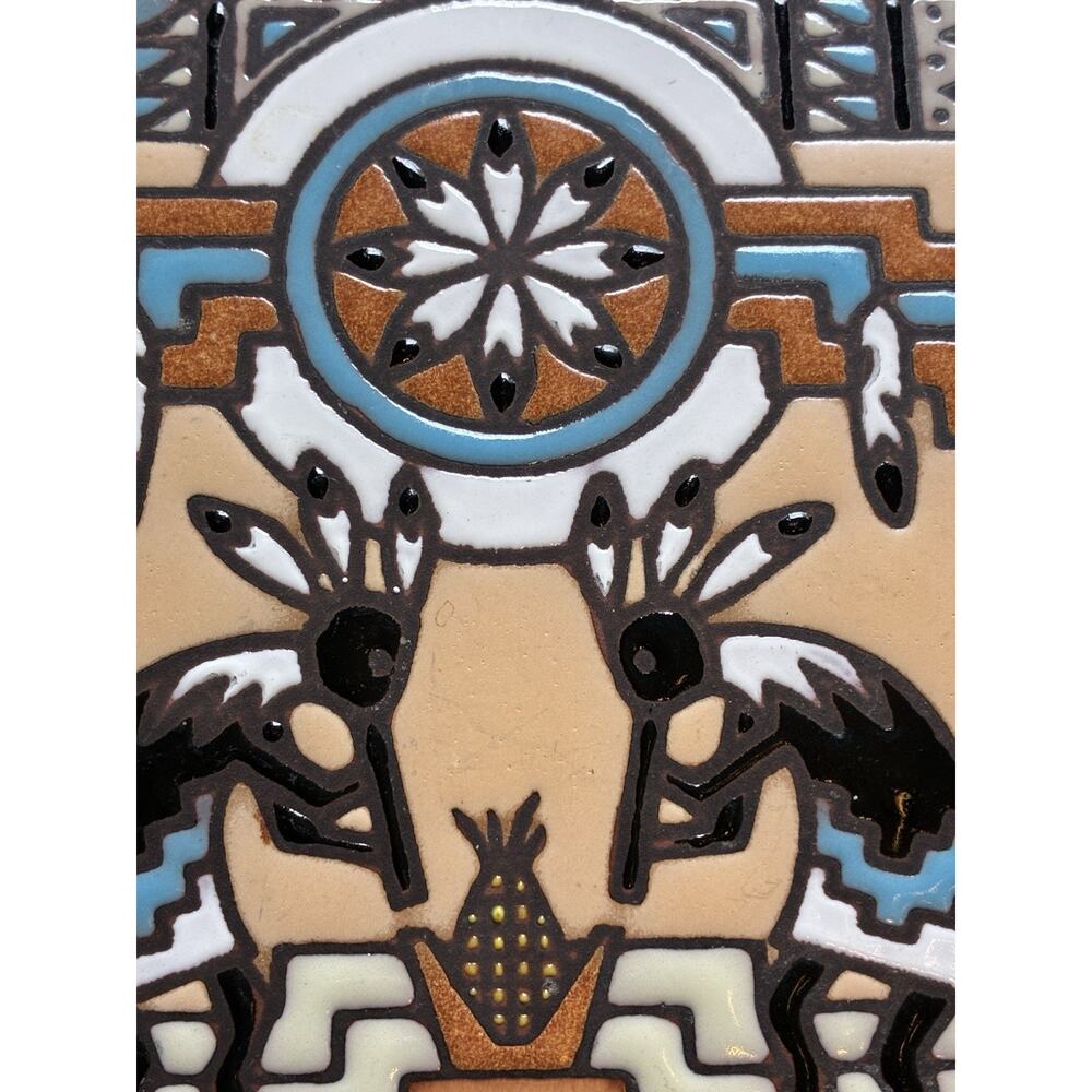 Vintage Clay Pottery Tile Kokopelli Mystery Folk Art Tucson Handmade Southwest - Picture 4 of 6